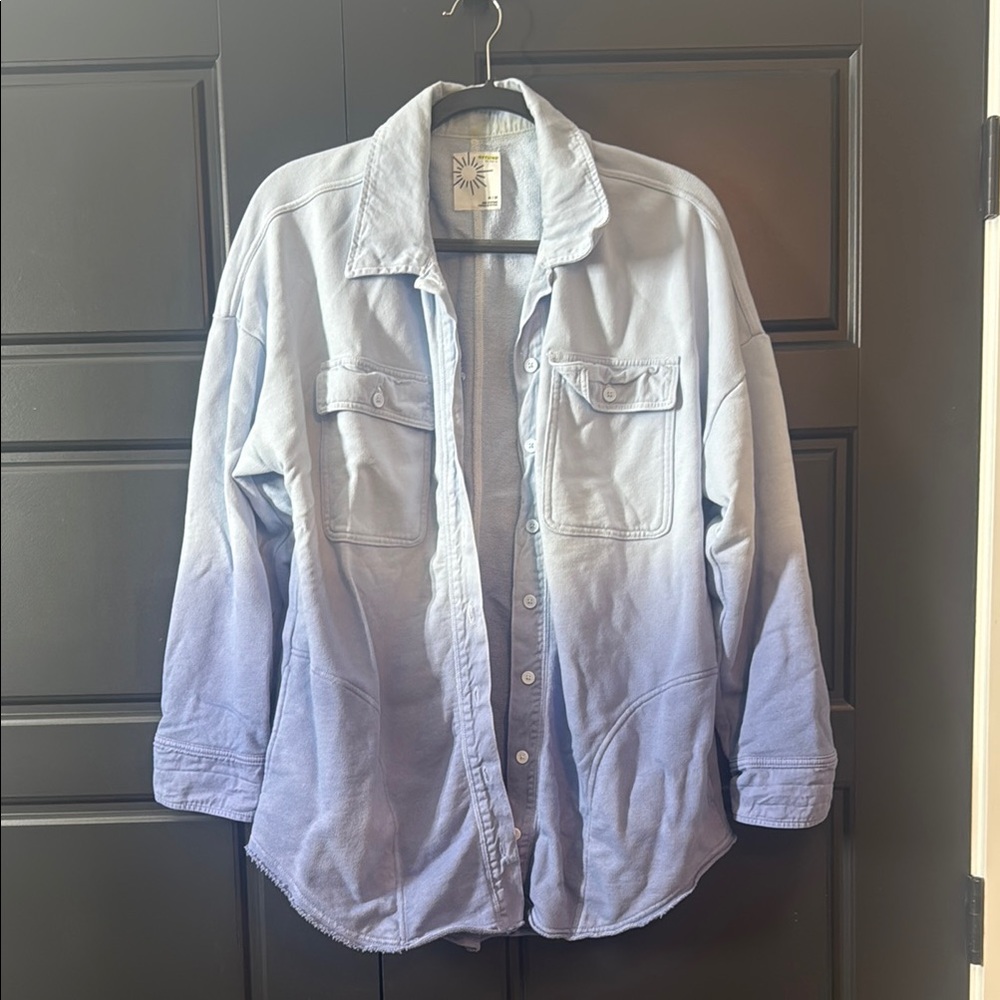 Aerie Offline Ombre Light Blue Button Down Shirt Oversized Shacket